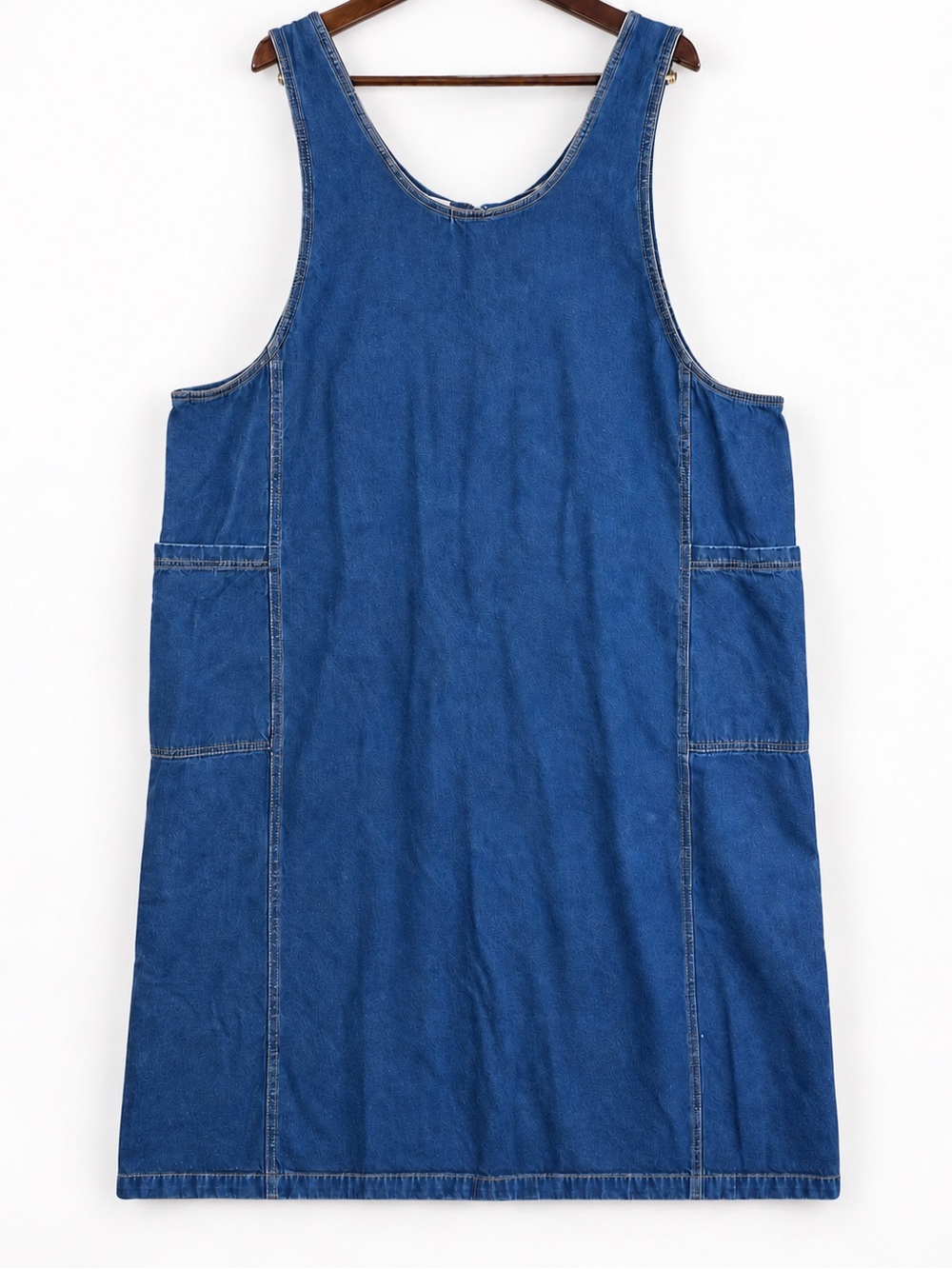 Vintage 90s Denim Jumper Dress 3X Plus Size Pinafore Utility Pockets